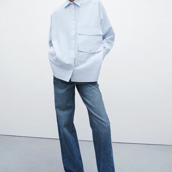 Zara Button Shirt Pockets Oversized New - Picture 6 of 8